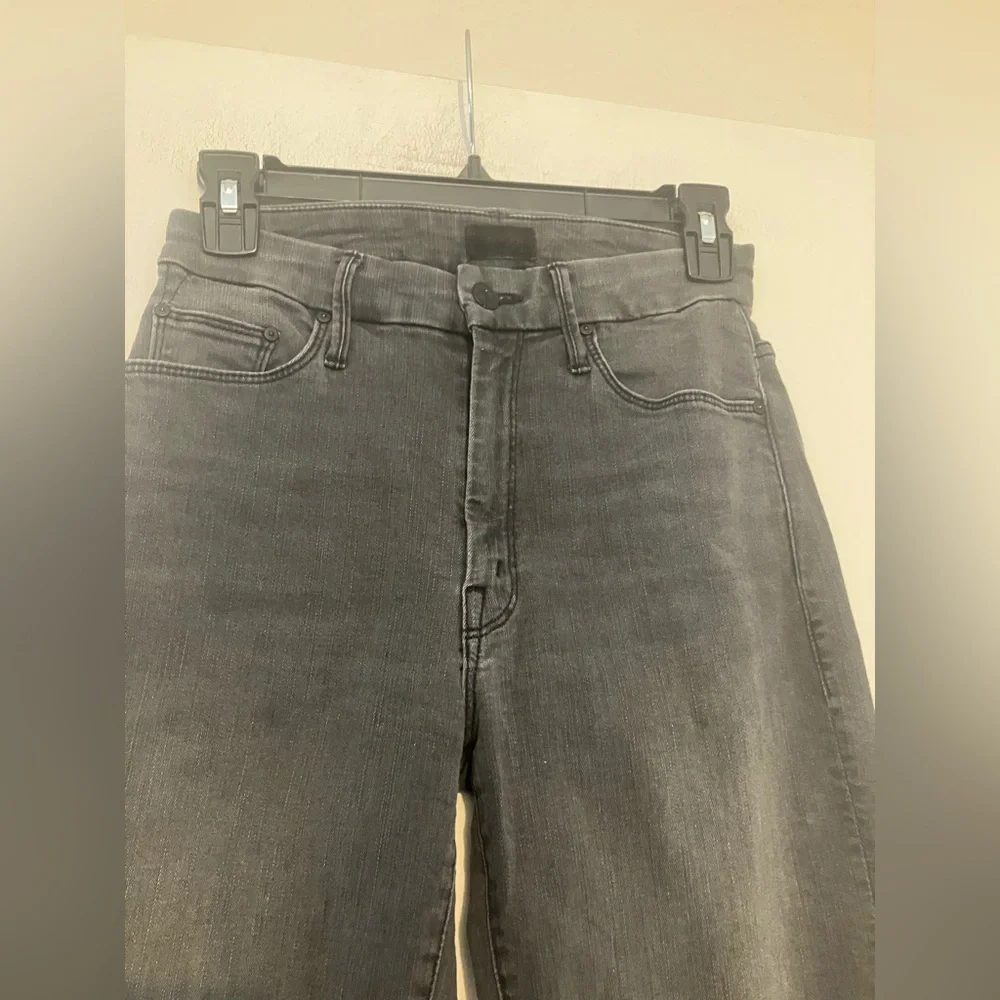 Mother high waisted looker ankle fray skinny cut grey stretch 27 (small)